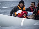 Záchranái pátrající po topících se uprchlících v Egejském moi (30. ledna 2016)