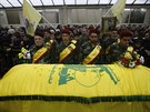 Poheb vojáka Hizballáhu, který padl v Sýrii (6. února 2016)