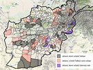 Kdo ovládá území Afghánistánu (stav v únoru 2016)