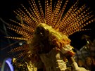 Revellers leave the Sambadrome after parading in the carnival in Rio de Janeiro