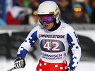 Ester Ledecká v cíli sjezdu v Garmisch-Partenkirchenu.