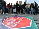 Demonstrace v Praze na Pohoelci s názvem Za Evropu beze strachu a nenávisti.