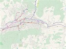 Mapa cyklostezek ve Zlín.