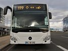 Jednaadvacetimetrový testovací autobus má orientace (laicky oznaení ) pro...