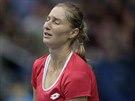 Zklamaná Jekatrina Makarovová v prbhu dvouhry proti Kiki Bertensové