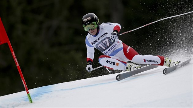 vcarsk lyaka Lara Gutov na trati superobho slalomu v Ga-Pa.