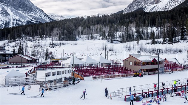 BIATLONOVÝ AREÁL V CANMORE. Od tvrtka zde budou závodit i etí reprezentanti....