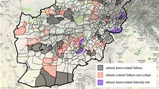 Kdo ovládá území Afghánistánu (stav v únoru 2016)