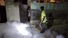 Boj s komáry, kteí penáejí virus zika, na Haiti.