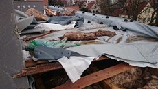 Stechu hasiské stanice v Horaovicích poniil silný vítr. ást stechy...