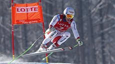 výcarský lya Carlo Janka na trati superobího slalomu v korejském ongsonu.