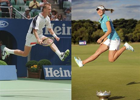 Petr Korda si povyskoil na oslavu vítzství tenisového Australian Open v roce...