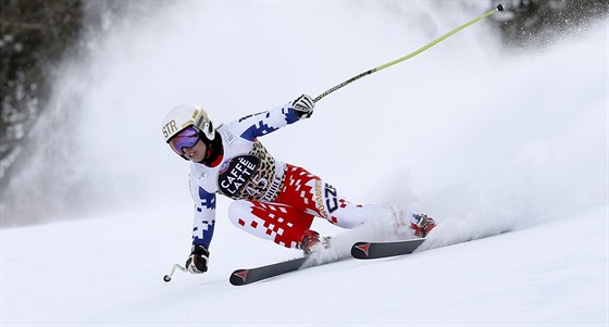 Ester Ledecká na trati sjezdu v La Thuile