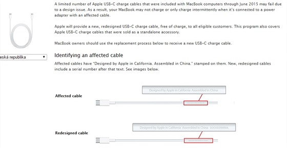 Problematické USB-C kabely od Applu nemají na konci sériové íslo.