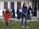 Děti v uprchlickém centru nedaleko bavorského Ingolstadtu (18. února 2016)