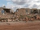 Zábry poniených dom v syrském Aleppu