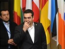 ecký premiér Alexis Tsipras na summitu hlav stát EU v Bruselu (19.2.2016)
