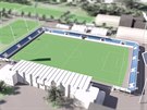 Vizualizace budouc� podoby fotbalov�ho stadionu v Pardubic�ch.