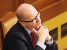 Premiér Bohuslav Sobotka bhem jednání o zákonu o elektronické evidenci treb v...