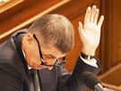 Andrej Babi pi hlasování o zákonu o elektronické evidenci treb v Poslanecké...