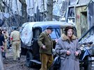 Scéna z natáení filmu Tenkrát v ráji, která pedstavuje situaci po spojeneckém...