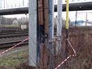 Následky poáru, který propukl v únoru na vlakovém nádraí v Bohumín.