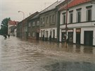 Pohled na zatopenou Litovel na Olomoucku bhem povodní v ervenci 1997.