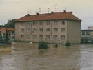 Pohled na zatopenou Litovel na Olomoucku bhem povodn v ervenci 1997.