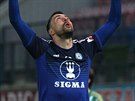 Olomoucký Michal Ordo slaví gól proti Bohemians.