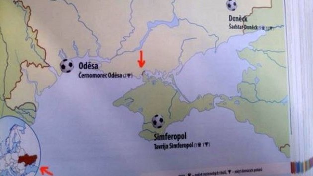 Fotbalov atlas praskho Ottova nakladatelstv m v otzce Krymu jasno.
