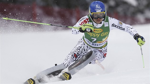 Veronika Velez Zuzulov ve slalomu v Crans Montan.