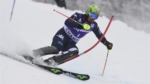 Dominik Paris ve slalomov sti kombinace v Chamonix