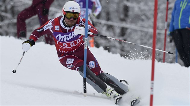 Kjetil Jansrud ve slalomov sti kombinace v Chamonix