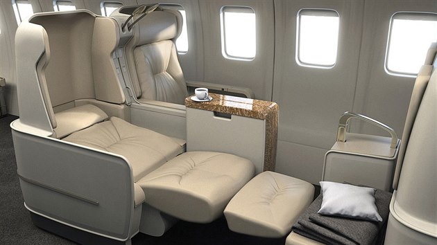 Pohodln sedadla na palub Four Seasons Jet, letadla stejnojmennho ptihvzdikovho hotelovho etzce