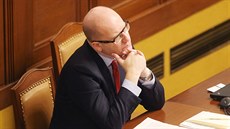Premiér Bohuslav Sobotka bhem jednání o zákonu o elektronické evidenci treb v...