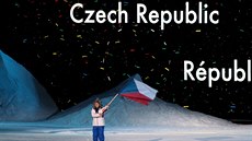 Vlajkono�ka �eské výpravy Magdalena Erbenová na slavnostním ceremoniálu...