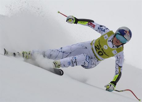 Lindsey Vonnová na trati superobího slalomu kombinaního závodu v Andoe.