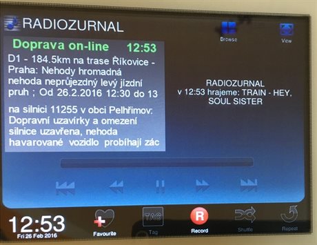 Dopravní informace ve slideshow. Vysílání Radiournálu v DAB multiplexu...