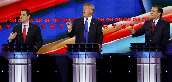 Bouřlivou debatu předvedli voličům republikánští kandidáti na prezidenta Marco...
