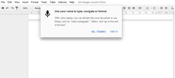 Google spustil hlasové ovládání svých dokument Doc.