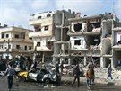 Následky nedlního útoku v syrském Homsu. (21. února 2016)