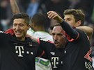 Fotbalisté Bayernu Mnichov Robert Lewandowski, Franck Ribery a Thomas Mueller...