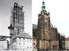 Katedrála sv. Víta v Praze - v letech 1891/1892 a dnes.