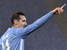 Miroslav Klose z Lazia slaví svj gól proti Galatasarayi.