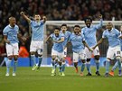 Fotbalisté Manchesteru City slaví triumf v anglickém Ligovém poháru.