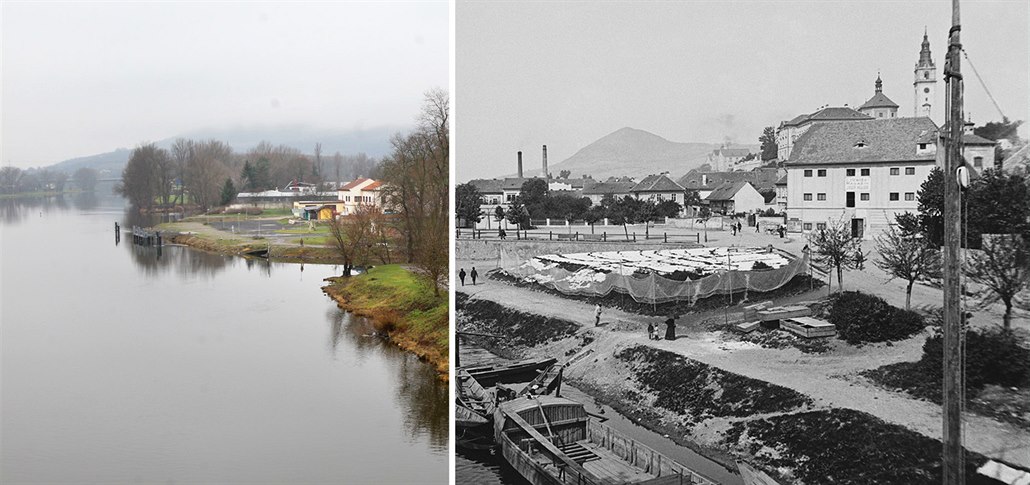 Litom��ice kolem roku 1888 a v aktuální podob�