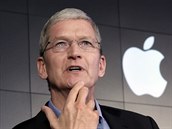 f technologickho gigantu Apple Tim Cook na tiskov konferenci v New Yorku...