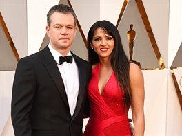 Matt Damon a Luciana Barroso (Los Angeles, 28. února 2016)