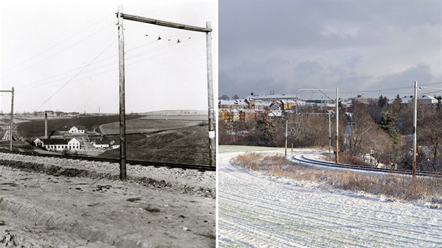 eleznin tra u Tbora v roce 1903 a na aktulnm snmku