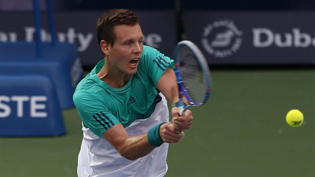 SOUSTEDNÝ.Tomá Berdych na turnaji v Dubaji.